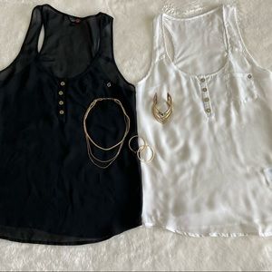 G by Guess tank tops with gold plated buttons.